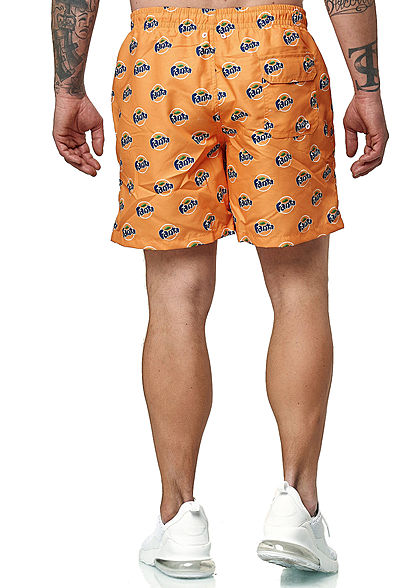 Merchcode TB Herren Swim Shorts Fanta Logo Print 2-Pockets orange blau