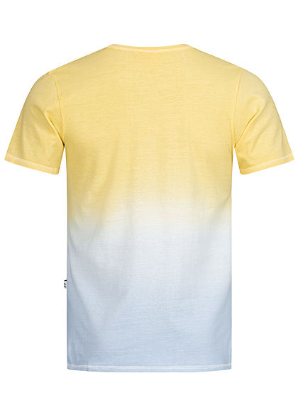 Hailys Herren 2-Tone T-Shirt Palmen Patch Ombre Look gelb blau