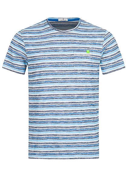 Tom Tailor Herren Multicolor T-Shirt mit Brusttasche & Streifen blau - Art.-Nr.: 20041893