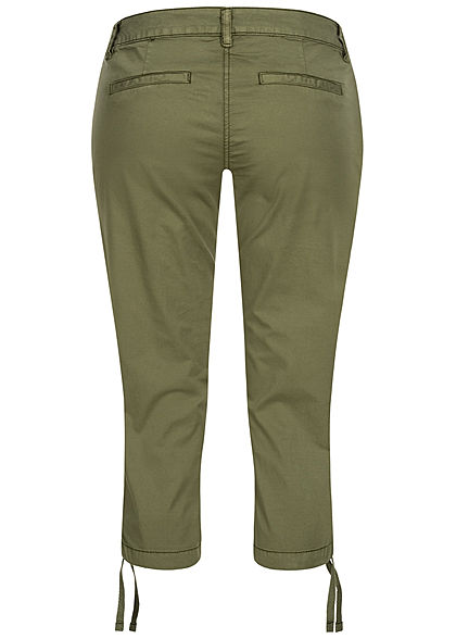 Tom Tailor Damen 3/4 Relaxed Shorts 2-Pockets Schnüre am Beinsaum deep fresh oliv grün