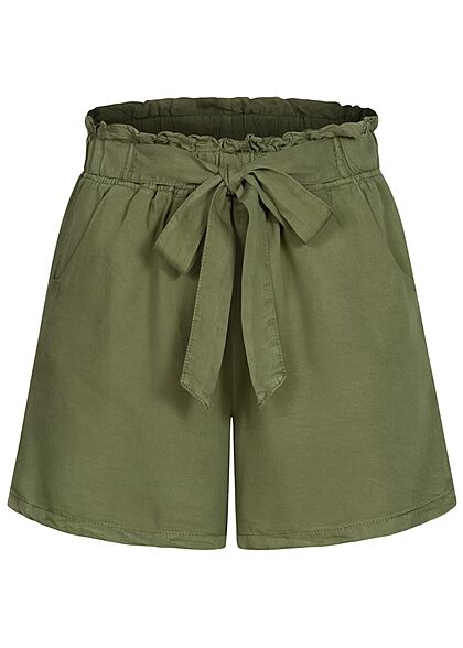 Hailys Dames Paperbag Shorts 2-Pockets khaki groen