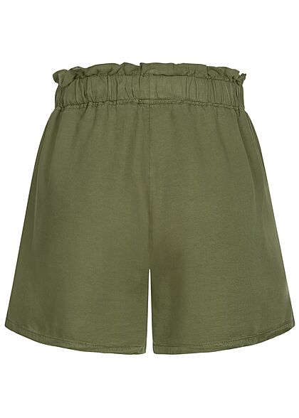Hailys Dames Paperbag Shorts 2-Pockets khaki groen