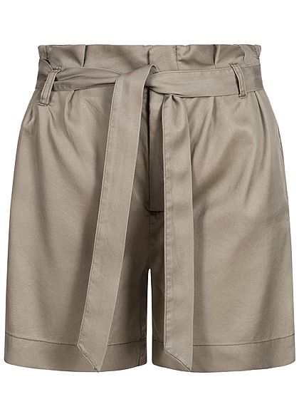 ONLY Damen Paperbag Shorts inkl. Bindegrtel 2-Pockets High Waist sage silber - Art.-Nr.: 20042046