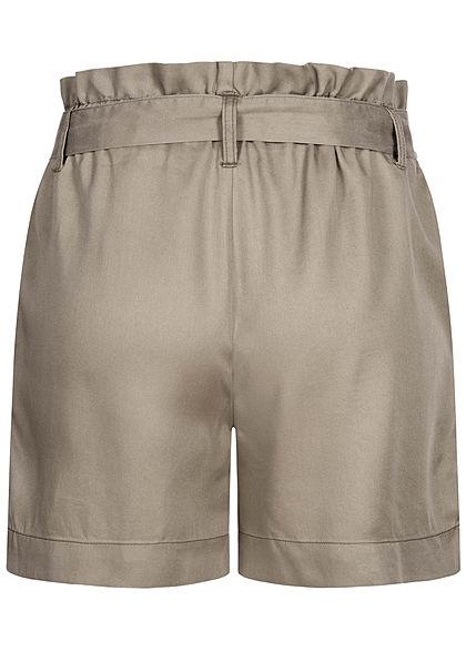 ONLY Damen Paperbag Shorts inkl. Bindegrtel 2-Pockets High Waist sage silber