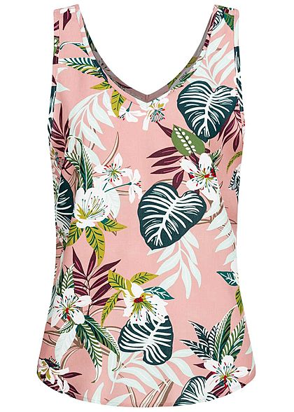 ONLY Damen V-Neck Top Tropical Print smoke rosa