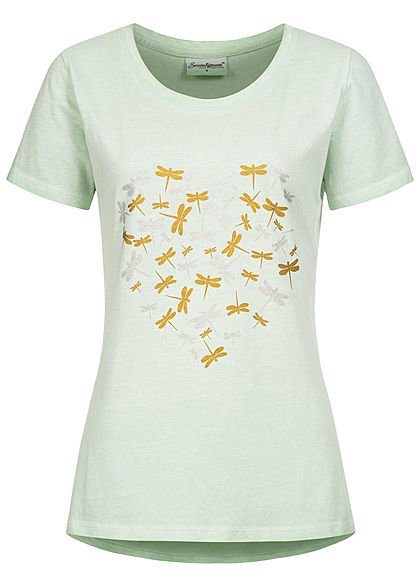 Seventyseven Lifestyle Damen T-Shirt Metallic Libellen Print grn