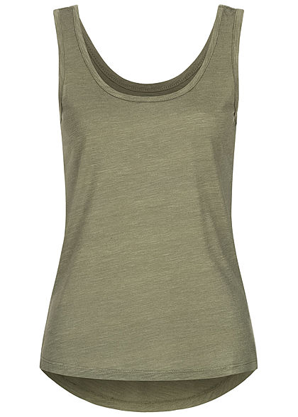 Hailys Damen Melange Top Vokuhila khaki grün
