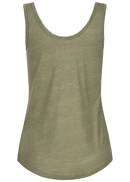 Hailys Damen Melange Top Vokuhila khaki grün
