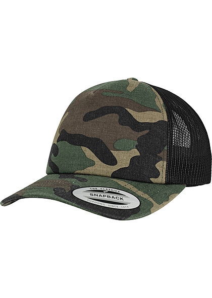Flexfit TB Camo Trucker Snapback Cap camouflage grün schwarz