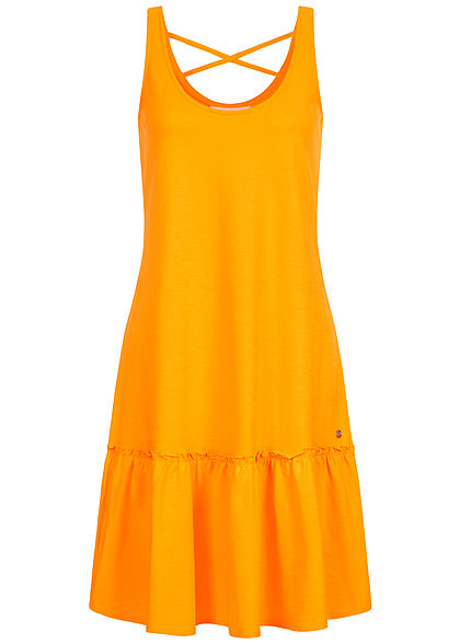 Tom Tailor Damen Jersey Kleid weiter Rock Kreuzung hinten orange gelb - Art.-Nr.: 20052405