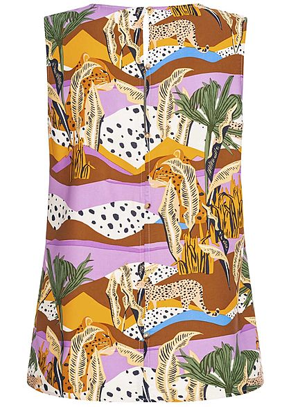 Tom Tailor Damen Blusen Top Tropical Safari Animal Print multicolor