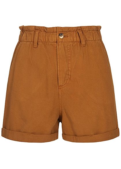 Tom Tailor Damen Paperbag Twill Shorts 4-Pockets Beinumschlag mango braun