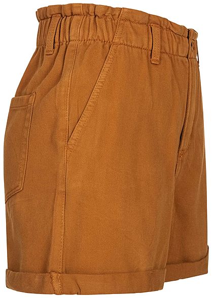Tom Tailor Damen Paperbag Twill Shorts 4-Pockets Beinumschlag mango braun