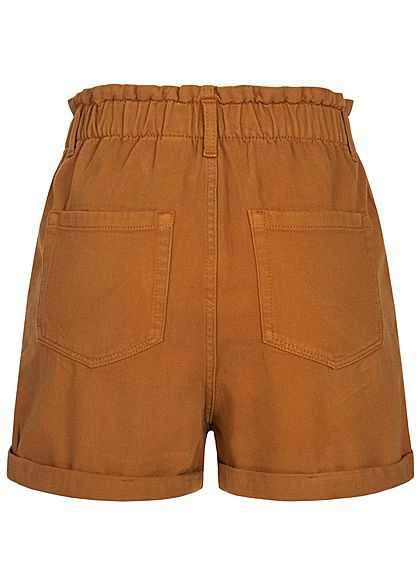 Tom Tailor Damen Paperbag Twill Shorts 4-Pockets Beinumschlag mango braun