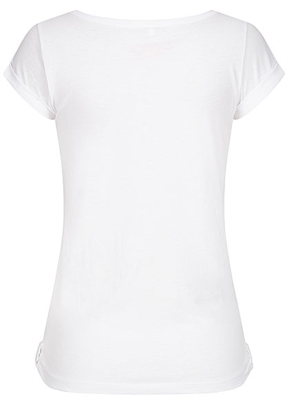 Urban Surface Damen T-Shirt Brusttasche Schnürausschnitt weiss