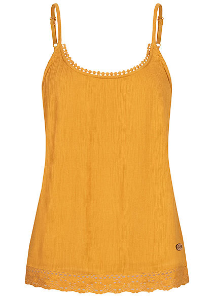 Eight2Nine Damen Blusen Krepp Top mit Hkelbesatz 2-lagig curcuma gelb - Art.-Nr.: 20052460