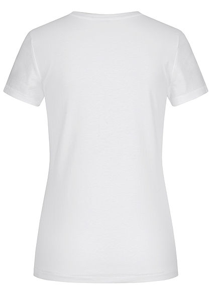 ONLY Damen T-Shirt Kaktus Pailletten Sharp Print bright weiss grün