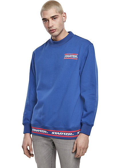 Starter TB Herren High-Neck Sweater Pullover Logo Print blau rot