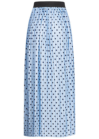 ONLY Damen Plissee Longform Falten Rock Punkte Muster Gummibund cashmere blau