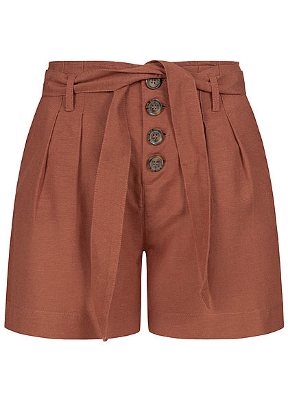 ONLY Dames NOOS Korte broek met knopen en bindceintuur rood