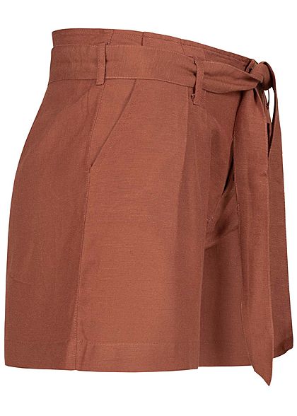 ONLY Dames NOOS Korte broek met knopen en bindceintuur rood