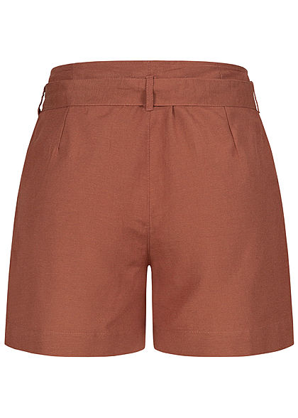 ONLY Dames NOOS Korte broek met knopen en bindceintuur rood