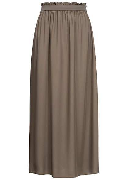 Vero Moda Damen Paperbag Ankle Longform Rock Gummibund bungee cord braun