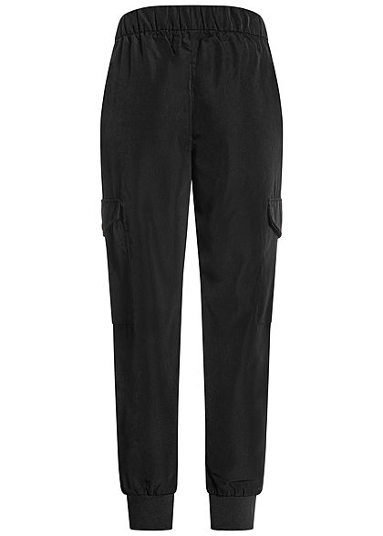 ONLY Damen Cargo Hose 4-Pockets Glanz Optik schwarz