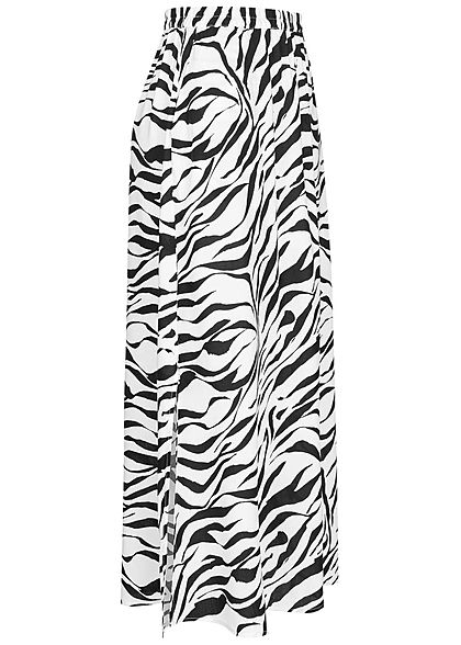 Vero Moda Damen Longform Rock Schlitze seitlich Zebra Print schwarz weiss