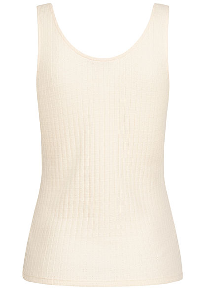 Tom Tailor Damen Ribbed Top Deko Knopfleiste soft creme beige