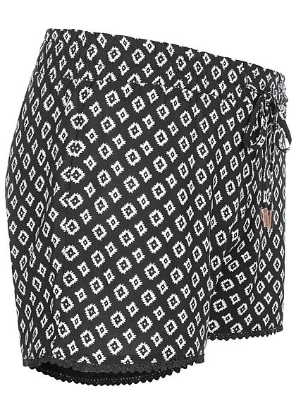Hailys Kids Mädchen Viskose Sommer Shorts Tunnelzug Rauten Print schwarz weiss