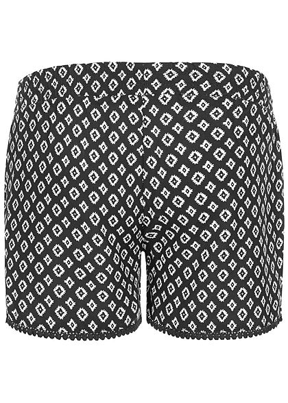 Hailys Kids Mädchen Viskose Sommer Shorts Tunnelzug Rauten Print schwarz weiss