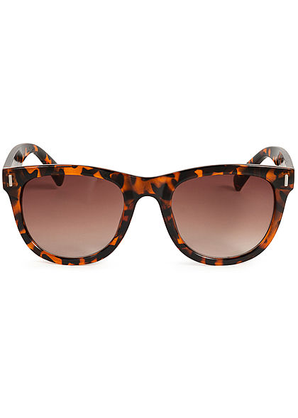Hailys Damen kleine Cat Eye Sonnenbrille UV-400 Cat.3 Leo Print braun schwarz