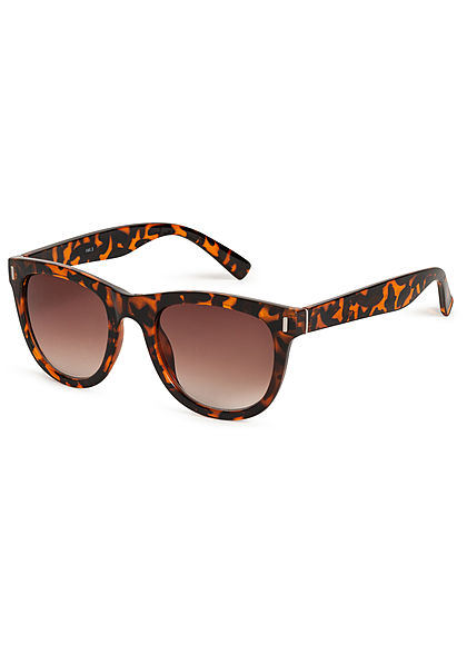 Hailys Damen kleine Cat Eye Sonnenbrille UV-400 Cat.3 Leo Print braun schwarz