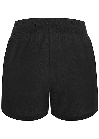 Hailys Damen leichte Sommer Krepp Shorts 2-Pockets Deko Tunnelzug schwarz