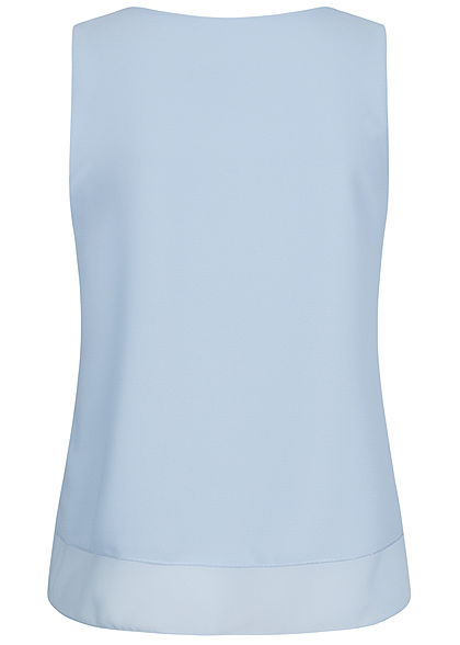 Fresh Lemons Damen V-Neck Chiffon Top 2-lagig hell blau