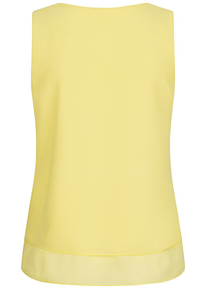 Fresh Lemons Damen V-Neck Chiffon Top 2-lagig citro gelb
