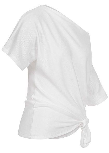 Fresh Lemons Damen One Shoulder Shirt Bindedetail vorne weiss