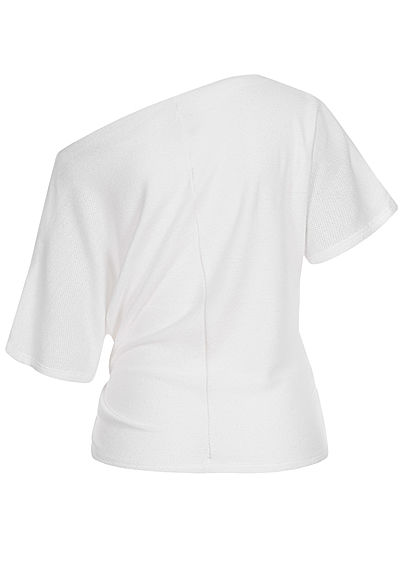 Fresh Lemons Damen One Shoulder Shirt Bindedetail vorne weiss