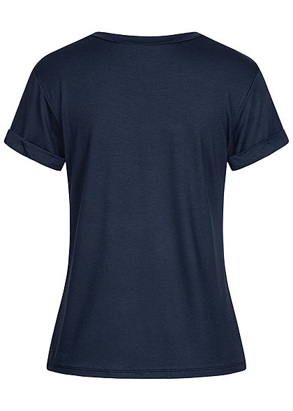 Fresh Tee Dames T-Shirt Anker Print navy blauw rood