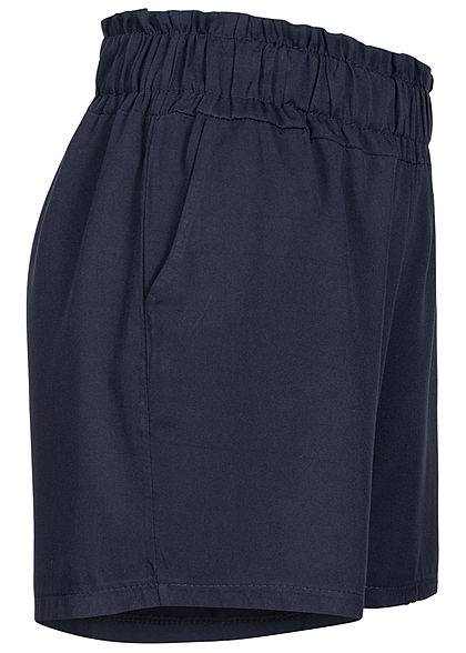 Fresh Lemons Dames Viscose Paperbag Shorts 2-Pockets navy blauw
