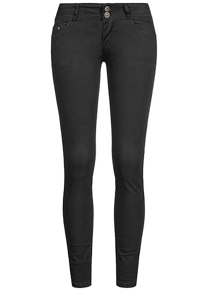 Seventyseven Lifestyle Damen Skinny Jeans Hose 5-Pockets Low Waist schwarz
