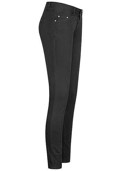 Seventyseven Lifestyle Damen Skinny Jeans Hose 5-Pockets Low Waist schwarz