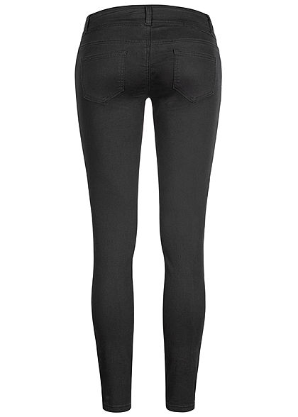 Seventyseven Lifestyle Damen Skinny Jeans Hose 5-Pockets Low Waist schwarz
