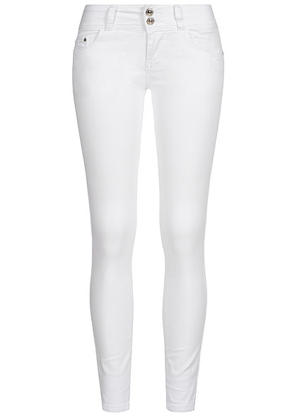 Seventyseven Lifestyle Damen Skinny Jeans Hose 5-Pockets Low Waist weiss