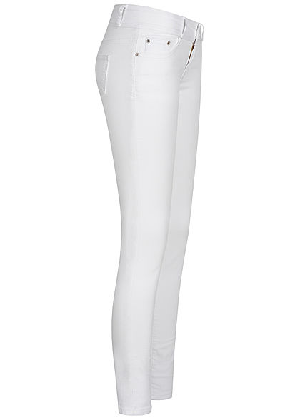 Seventyseven Lifestyle Damen Skinny Jeans Hose 5-Pockets Low Waist weiss