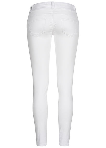 Seventyseven Lifestyle Damen Skinny Jeans Hose 5-Pockets Low Waist weiss