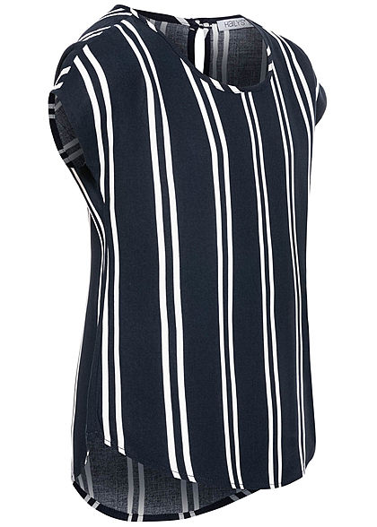 Hailys Kids Mädchen Blusen Shirt Vokuhila Streifen Muster navy blau weiss