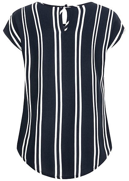 Hailys Kids Mädchen Blusen Shirt Vokuhila Streifen Muster navy blau weiss
