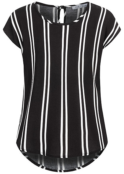 Hailys Kids Mädchen Blusen Shirt Vokuhila Streifen Muster schwarz weiss